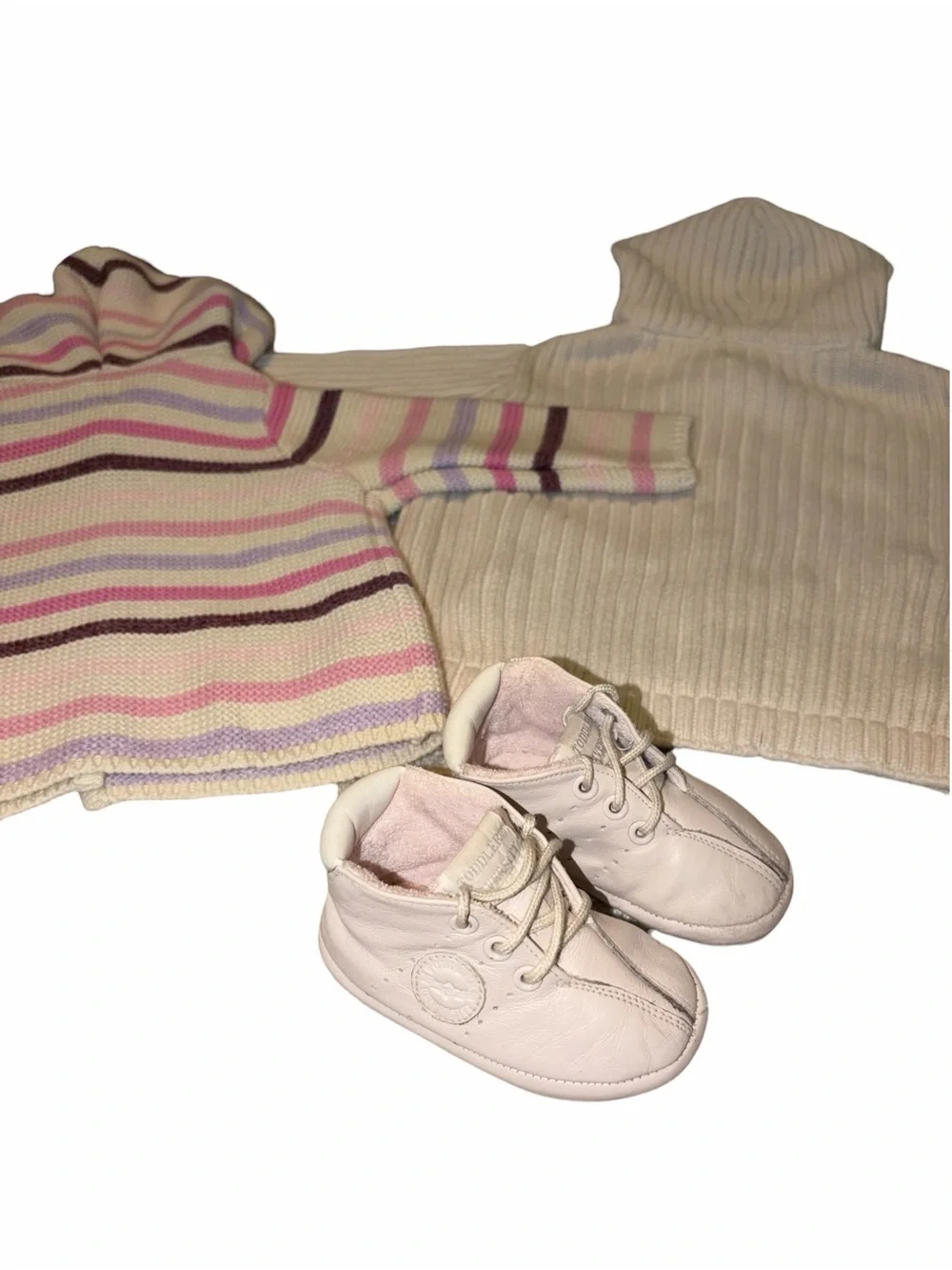 Vintage Y2K Baby Gap 3-6M Knit Sweater Jackets Toddler University Leather Shoes